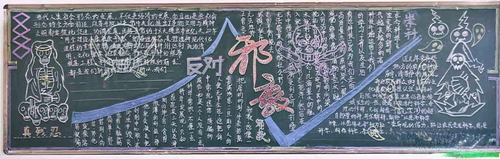 反对邪教崇尚科学黑板报