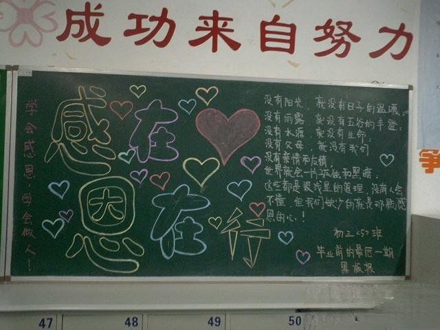 中学生“学会感恩 学会做人”主题黑板报：感恩在心 感恩在行