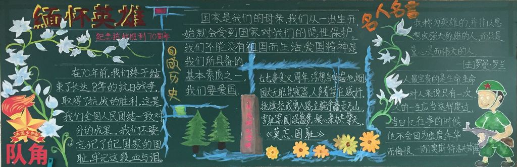 缅怀英雄黑板报图片