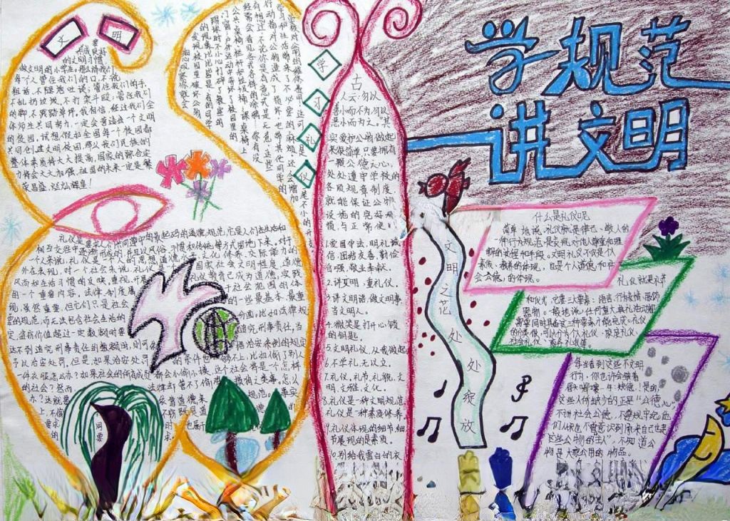学规范讲文明手抄报