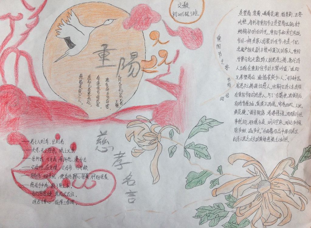 初中生重阳节手抄报 初中生重阳节手抄报