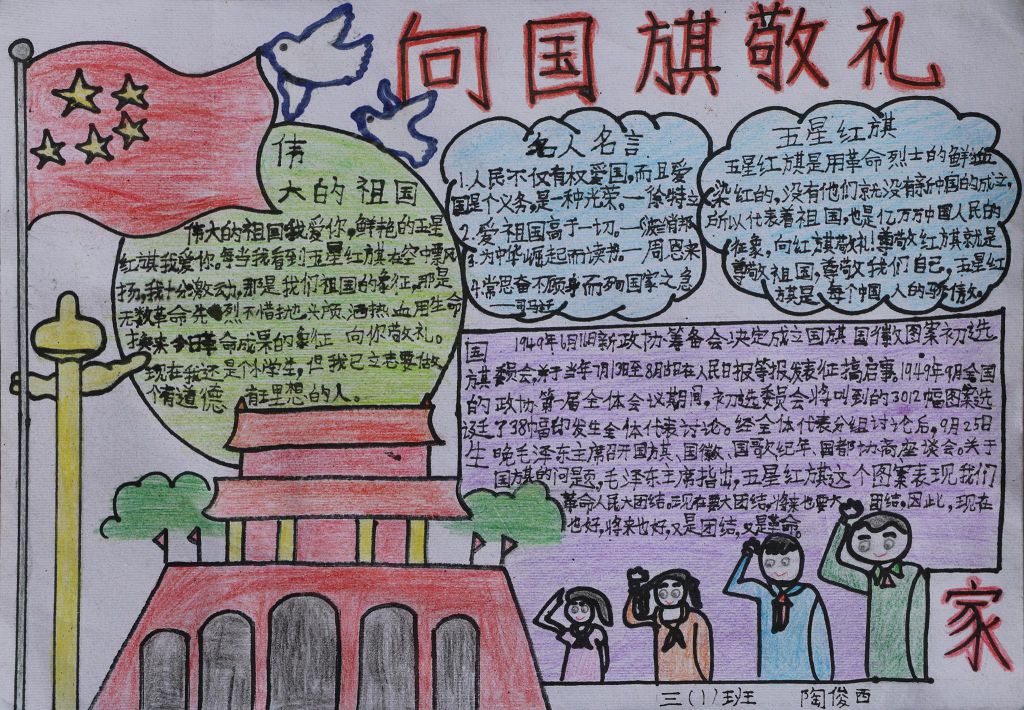 向国旗敬礼争做新时代好少年手抄报