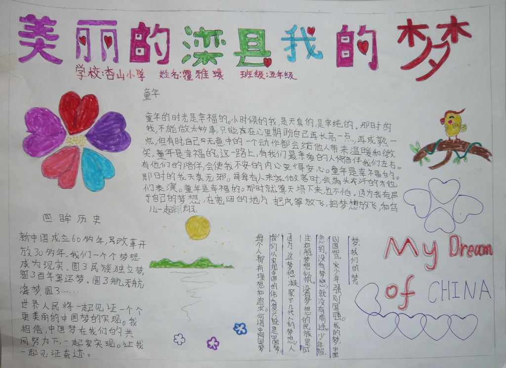 美丽的滦县我的梦手抄报
