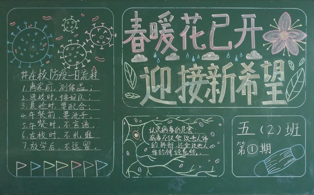 春暖花已开迎接新希望黑板报