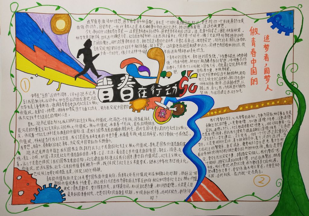 青春在行动手抄报,做青春中国的追梦者圆梦人 青春在行动手抄报,做青春中国的追梦者圆梦人