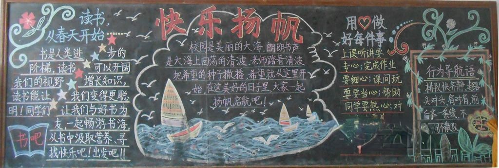 快乐扬帆黑板报图片