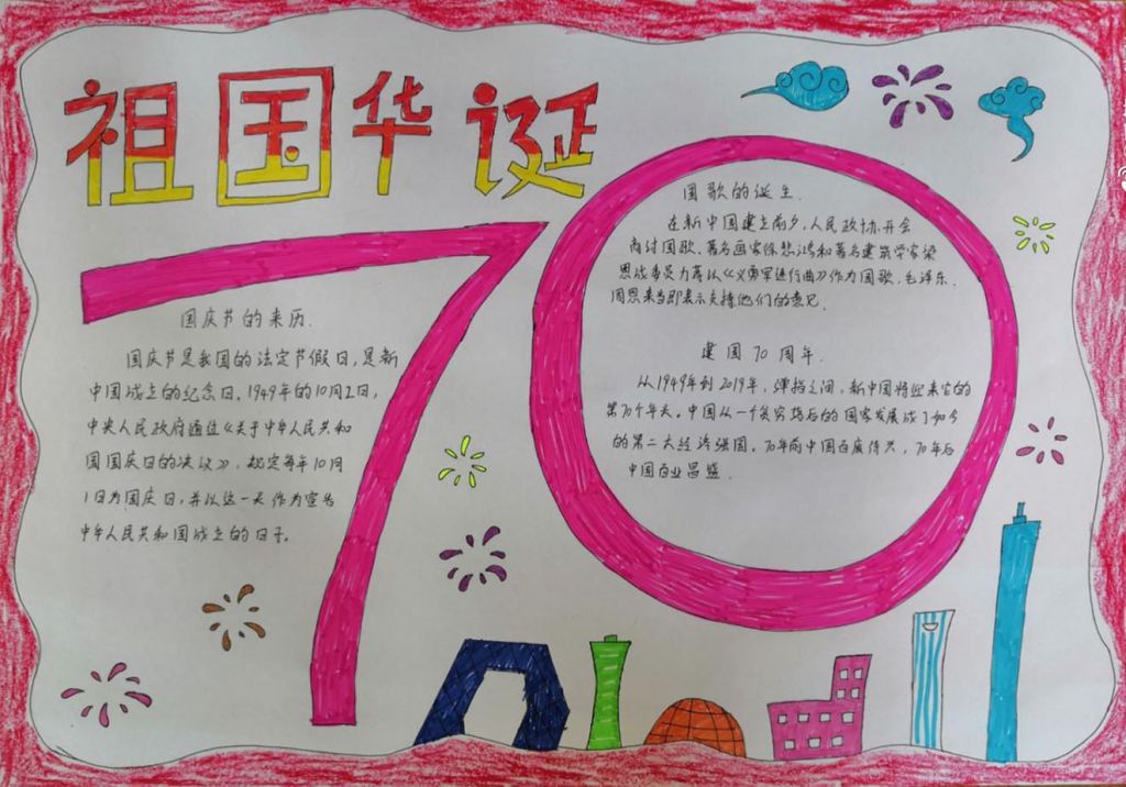 2022小学生国庆节手抄报，一起为祖国点赞