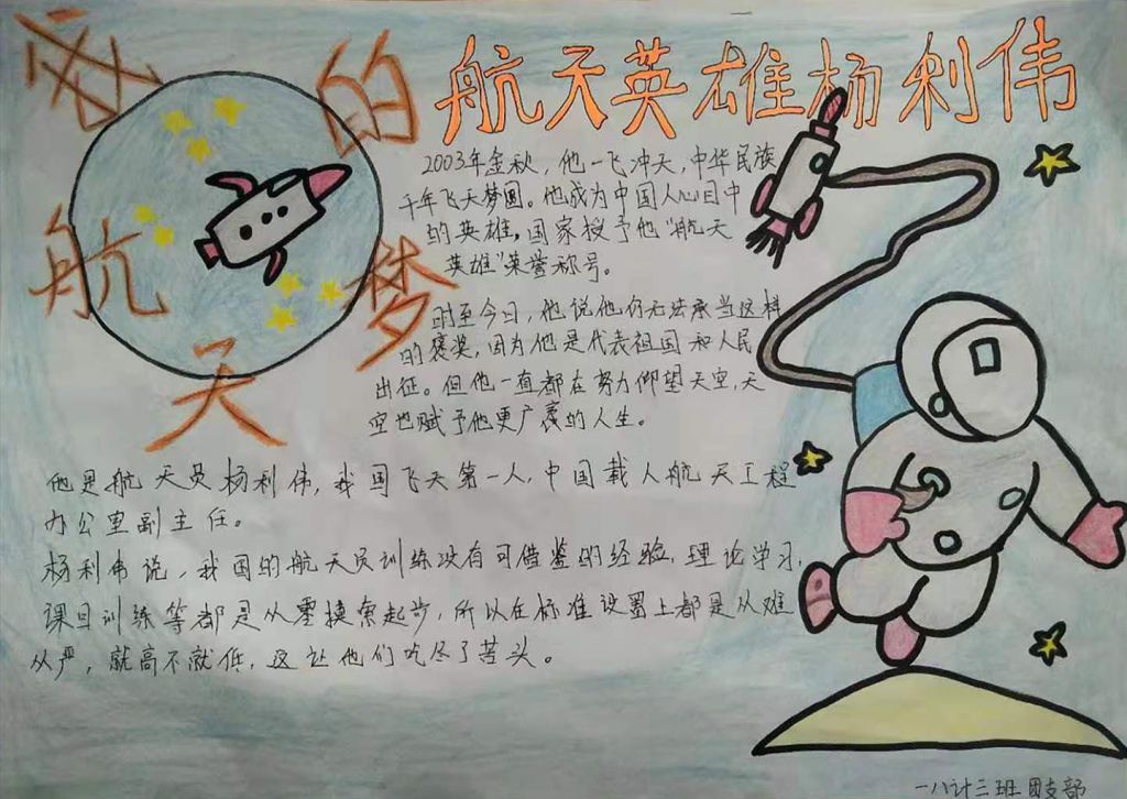 我的航天梦手抄报,航天英雄杨利伟 我的航天梦手抄报,航天英雄杨利伟
