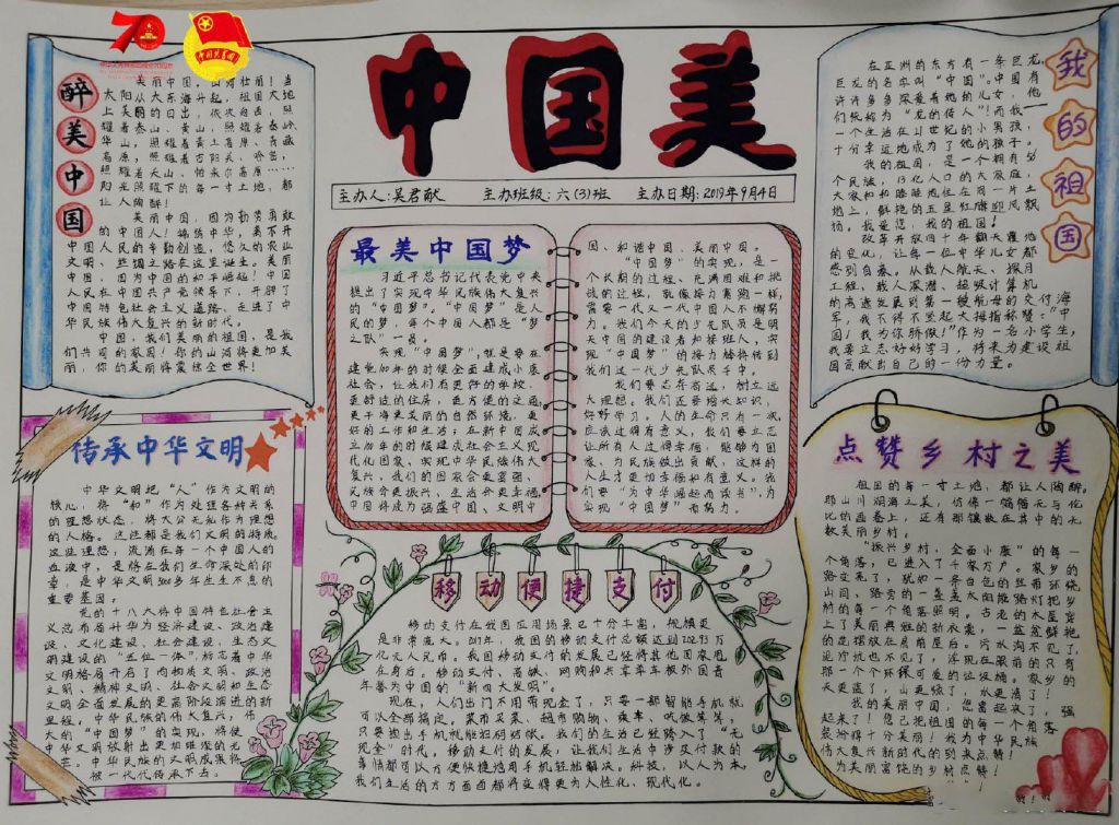 庆祝祖国母亲七十华诞手抄报，浓浓爱国情
