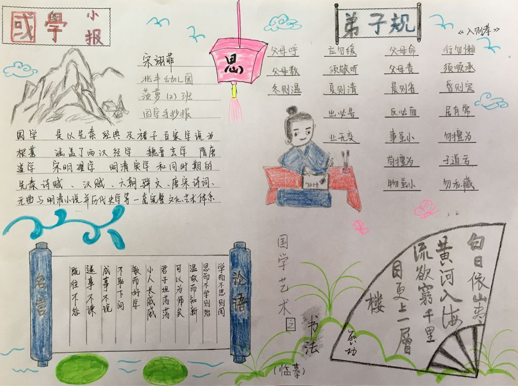 品味圣贤智慧诵读国学经典手抄报