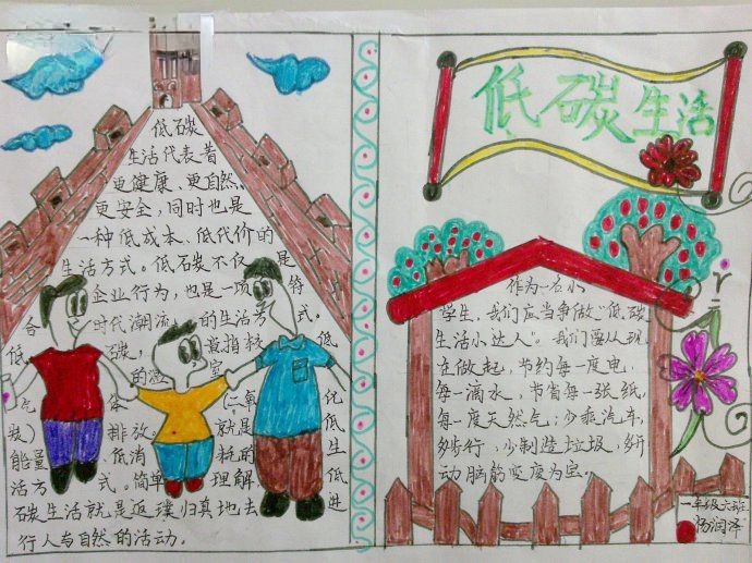 一年级低碳生活手抄报作品
