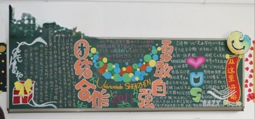 团结合作勇敢自强黑板报作品