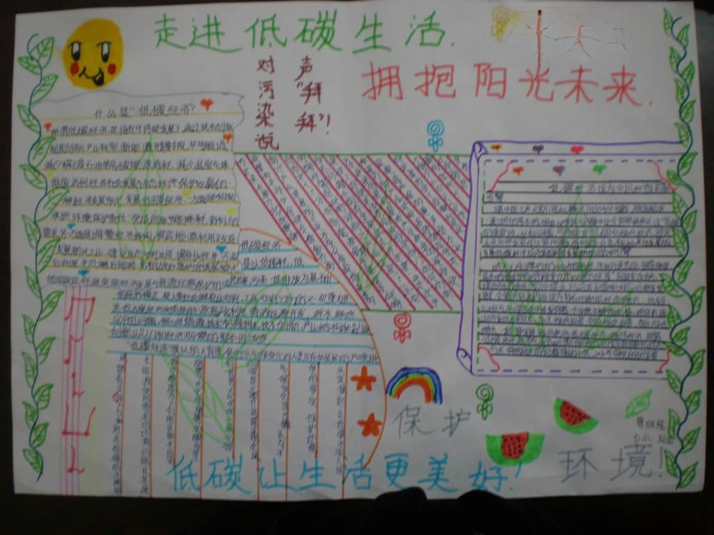 低碳让生活更美好主题手抄报-对污染说拜拜