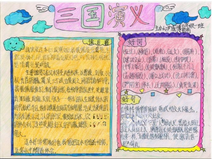 小学生三国演义手抄报