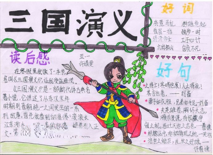 小学生三国演义手抄报