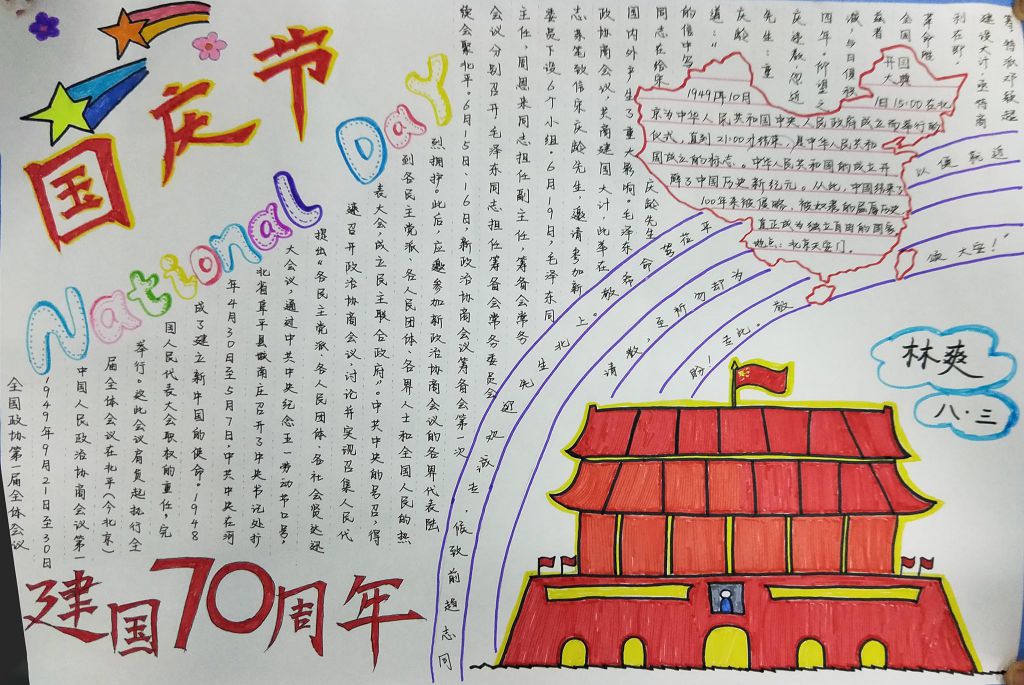 燃爆中国心，国庆手抄报画得毫不费力！