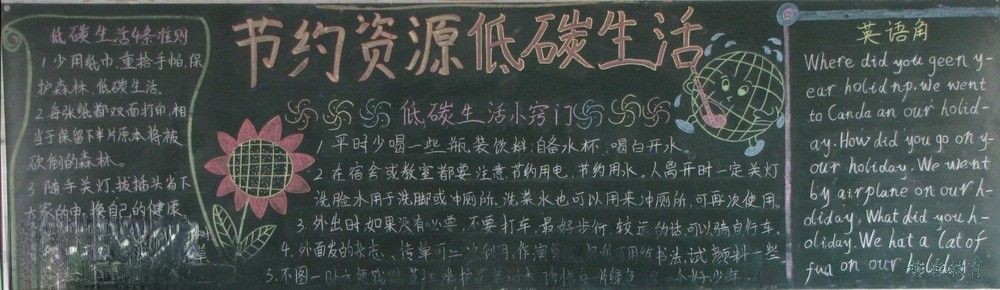 节约资源低碳生活黑板报作品 节约资源低碳生活黑板报作品