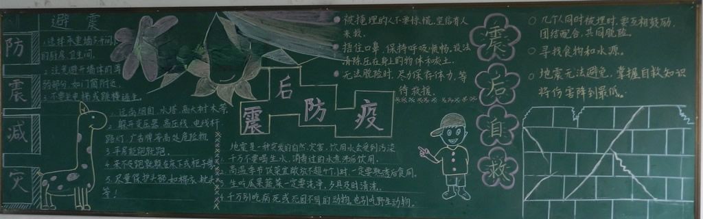 防震自救珍爱生命黑板报