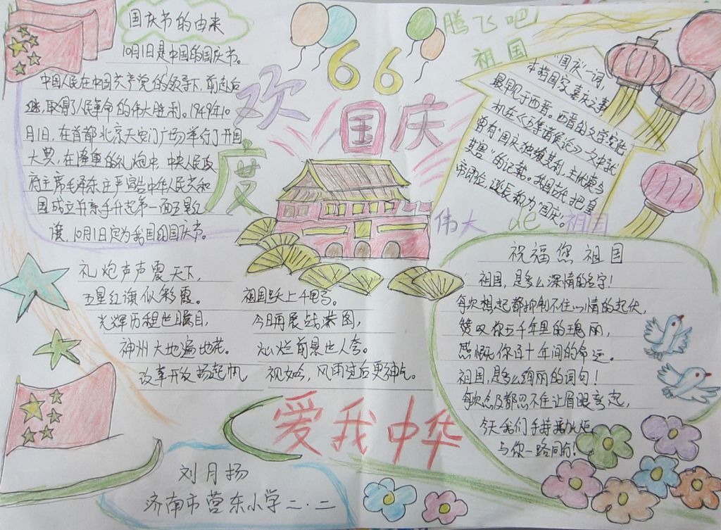 欢度66周年国庆节手抄报