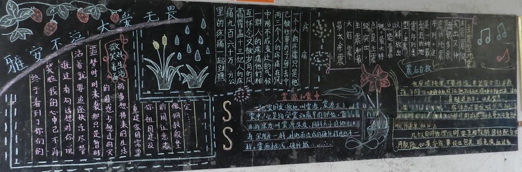 防震自救珍爱生命黑板报