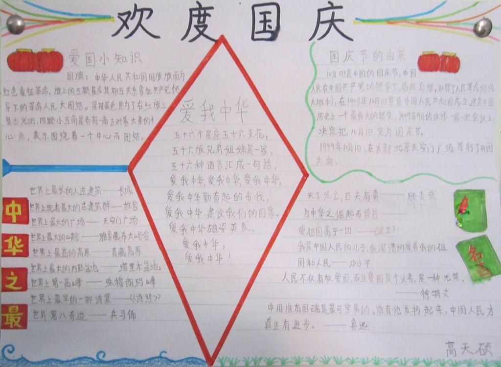 欢度国庆64周年手抄报