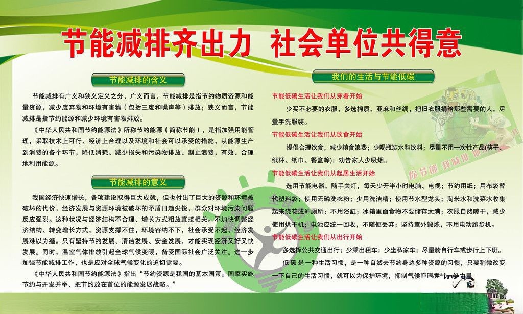 节能减排齐出力 社会单位共得意宣传板报图片
