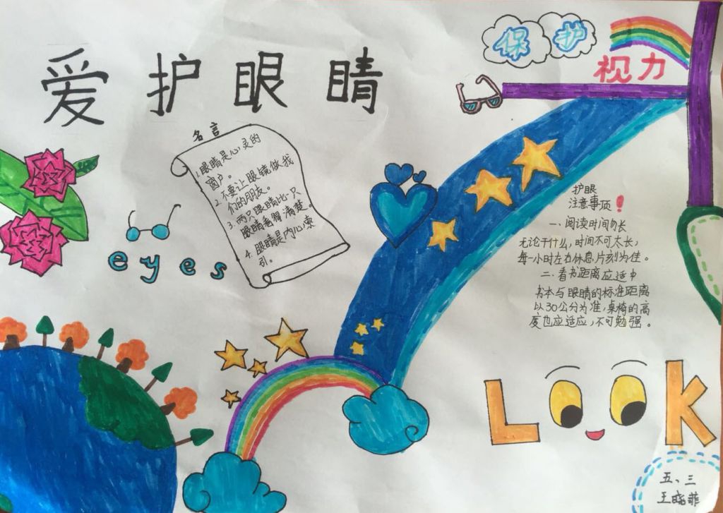 爱眼护眼主题手抄报作品