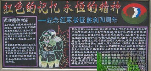 纪念红军长征胜利70周年主题黑板报：红色的记忆 永恒的长征