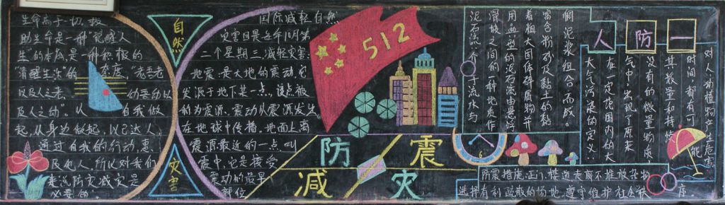 512防震减灾日黑板报图片