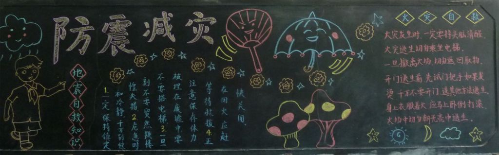 防震减灾黑板报版面设计图大全