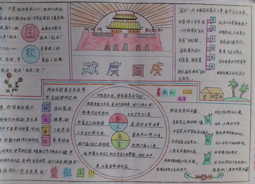 热烈庆祝十一国庆节手抄报