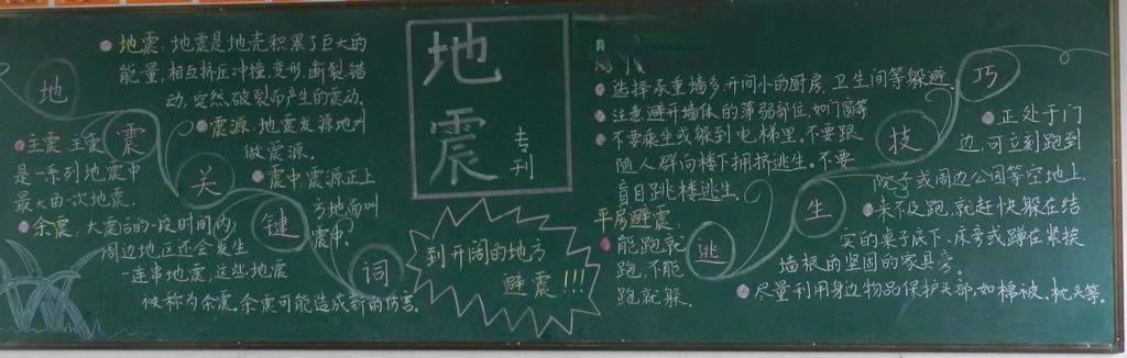 防震自救珍爱生命黑板报