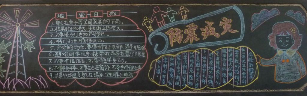 防震减灾黑板报版面设计图大全