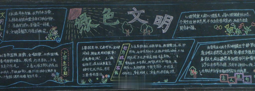 绿色文明黑板报图片