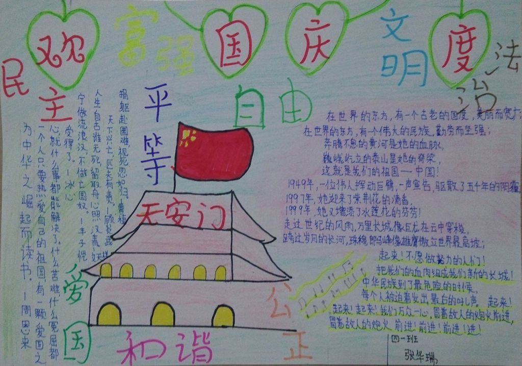 向国旗敬礼手抄报图片