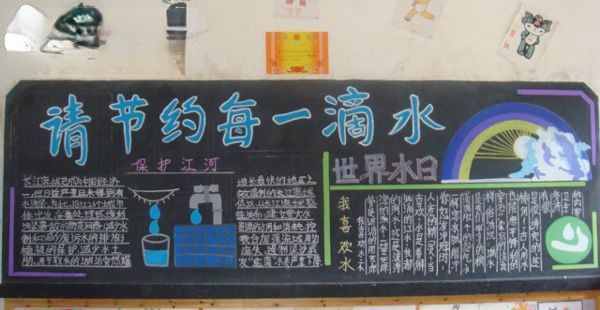 请节约每一滴水黑板报图片