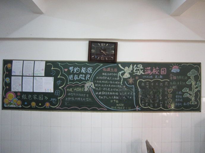 绿满校园黑板报图片
