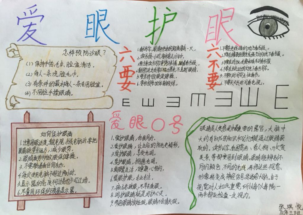 爱眼护眼主题手抄报作品