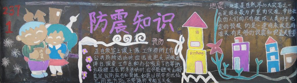 防震安全黑板报图片
