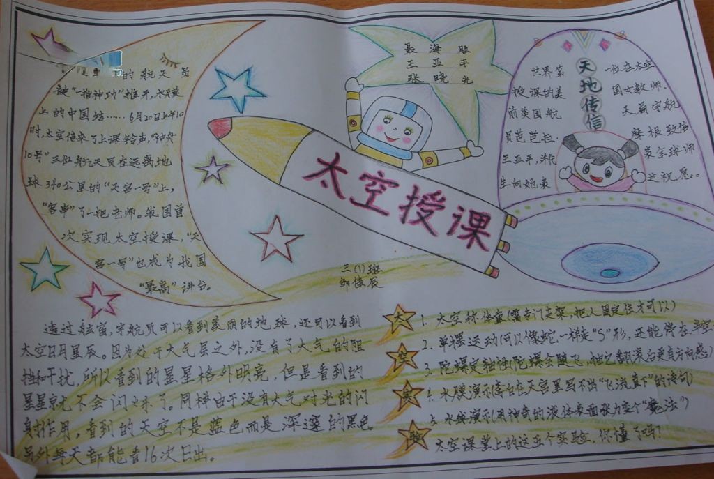 太空授课手抄报图片