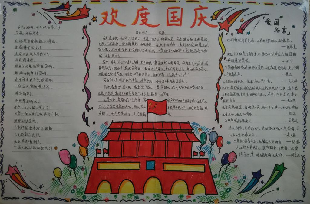 高中国庆节手抄报获奖作品大全