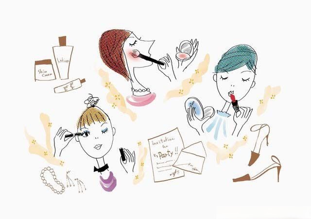 板报插图：化妆的女人