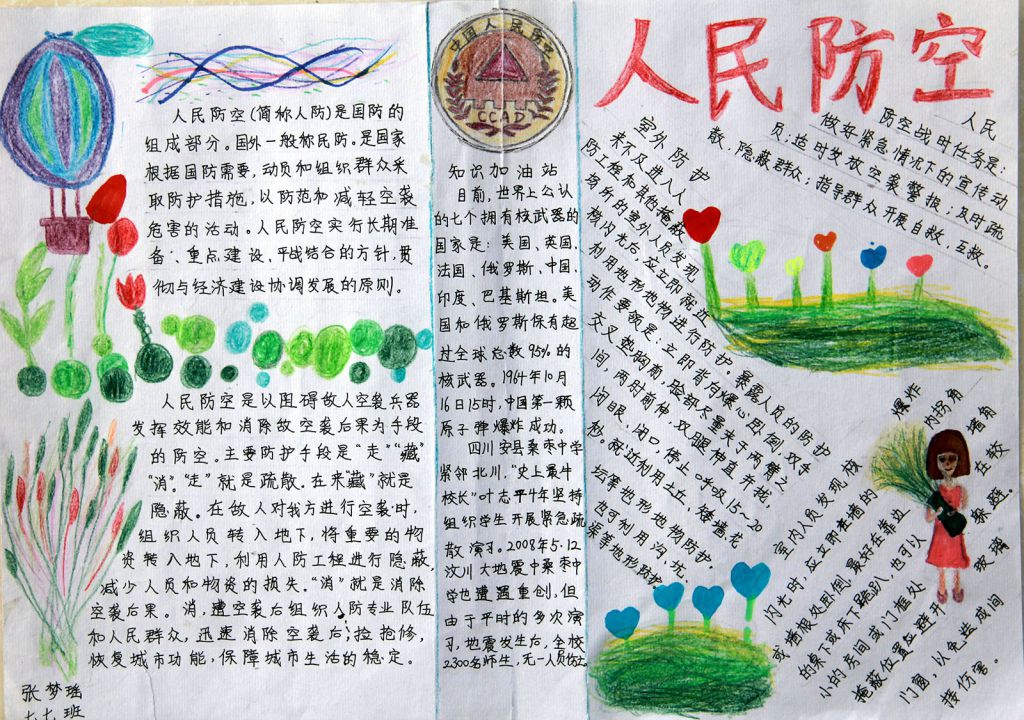我与人防手抄报版面设计图