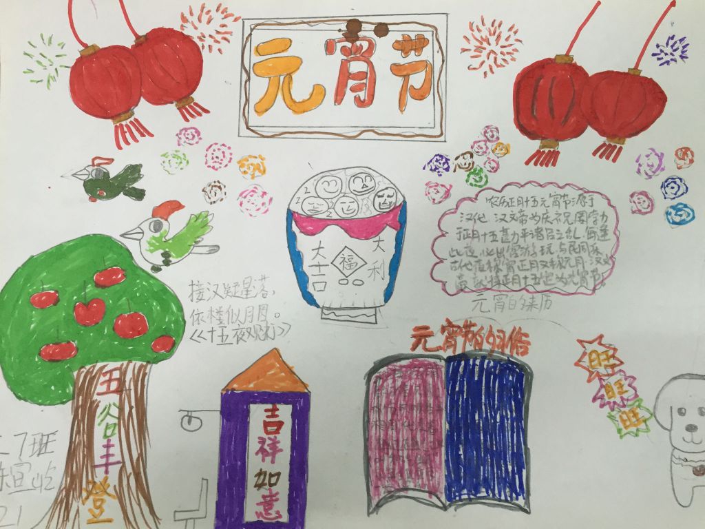 快乐元宵节手抄报版面设计图