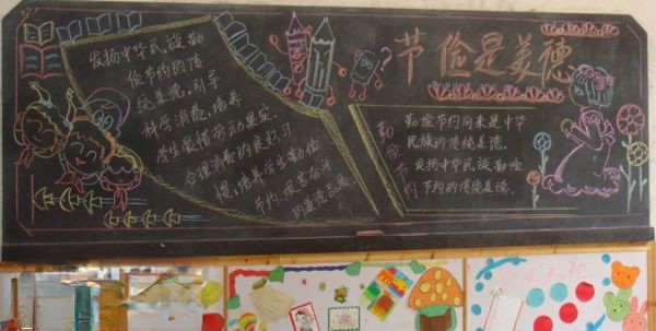 节俭美德黑板报版面设计图