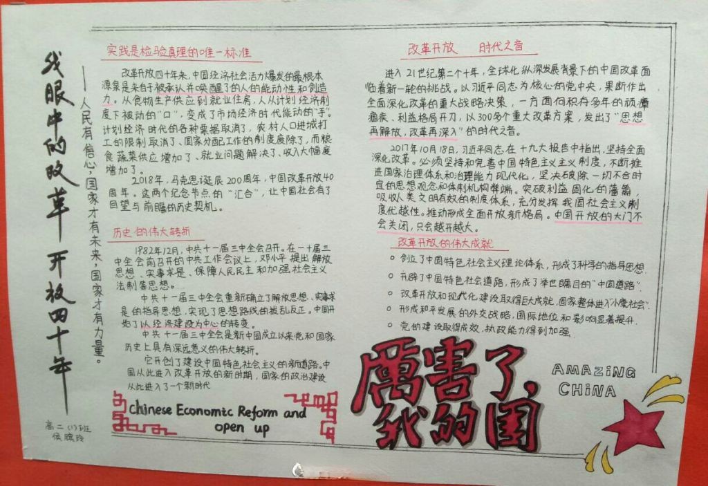我眼中的改革开放四十周年手抄报