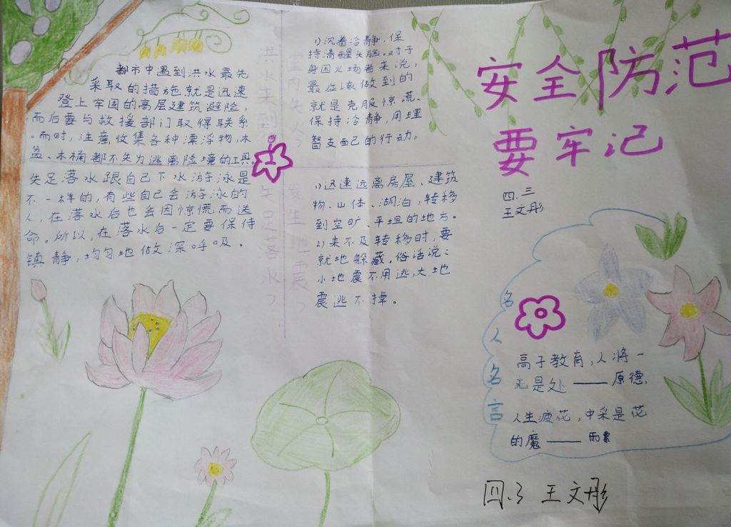 512安全防震手抄报作品展示