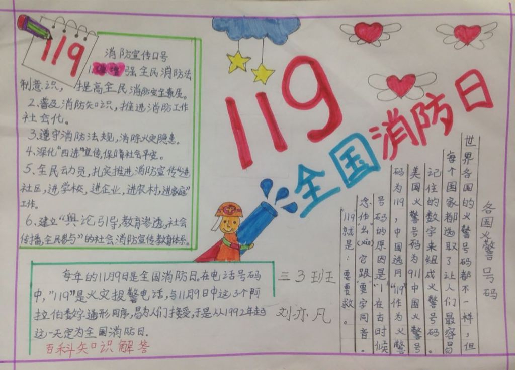 119全国消防日手抄报