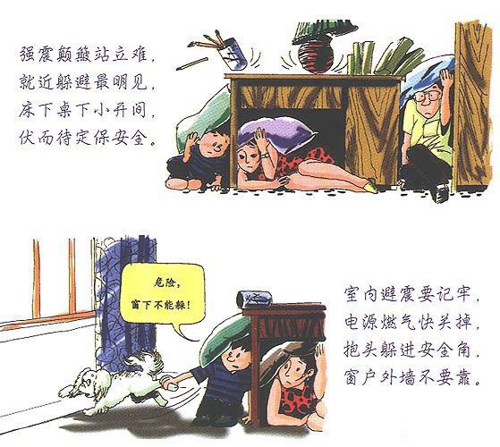 防震减灾卡通图片