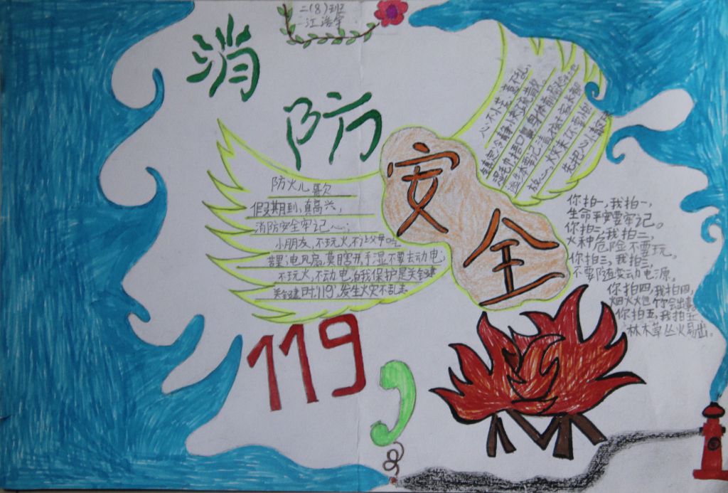 消防安全关系你我他手抄报